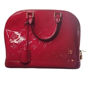 Louis Vuitton Pink Rose Indian Raspberry Monogram Vernis Alma Bag MM